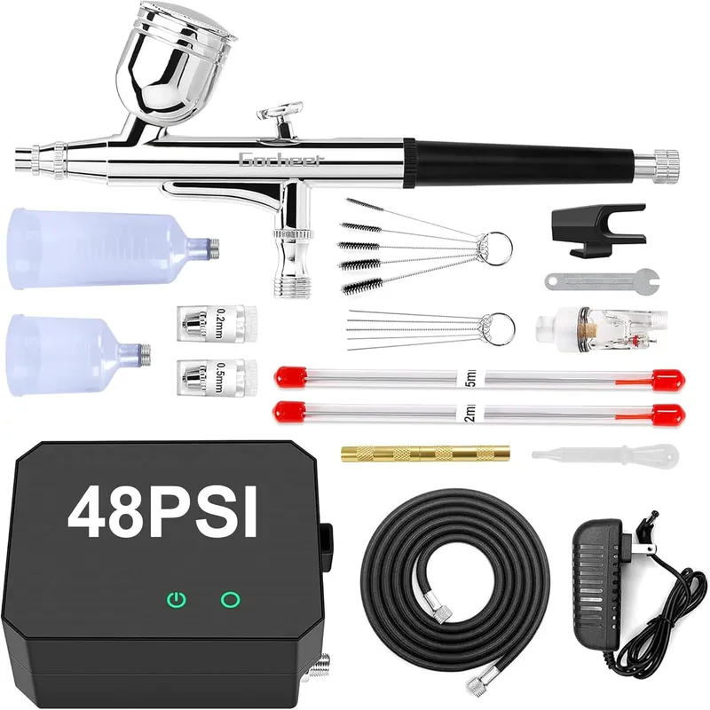Gocheer Airbrush Kit with Air Compressor, 48 PSI